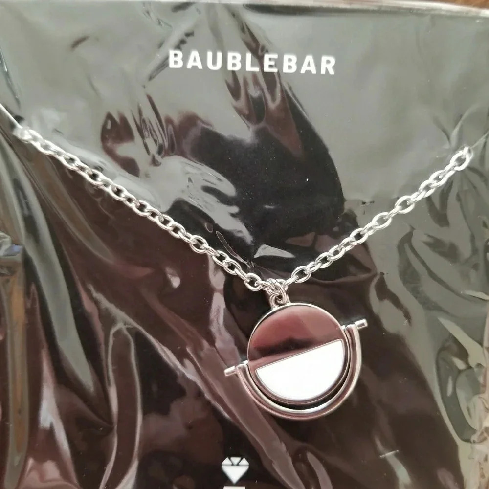 NWT Baublebar White & Silver Disc Necklace